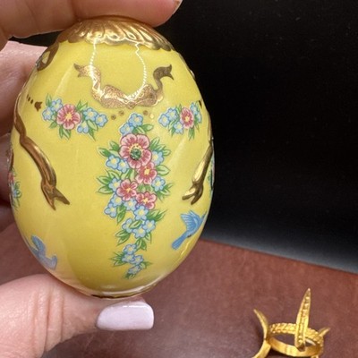 The Franklin Mint Faberge Imperial Porcelain Jeweled Egg Yellow