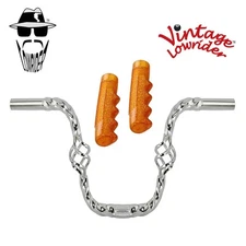 Lowrider Cage Twisted 9" 25.4 Handlebar Chrome 120 Grips Sparkle/Orange