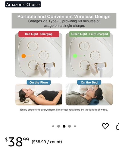 Cuscino allungabile collo riscaldato wireless 2 in 1, relax collo e spalle nuovo - Foto 3 di 8