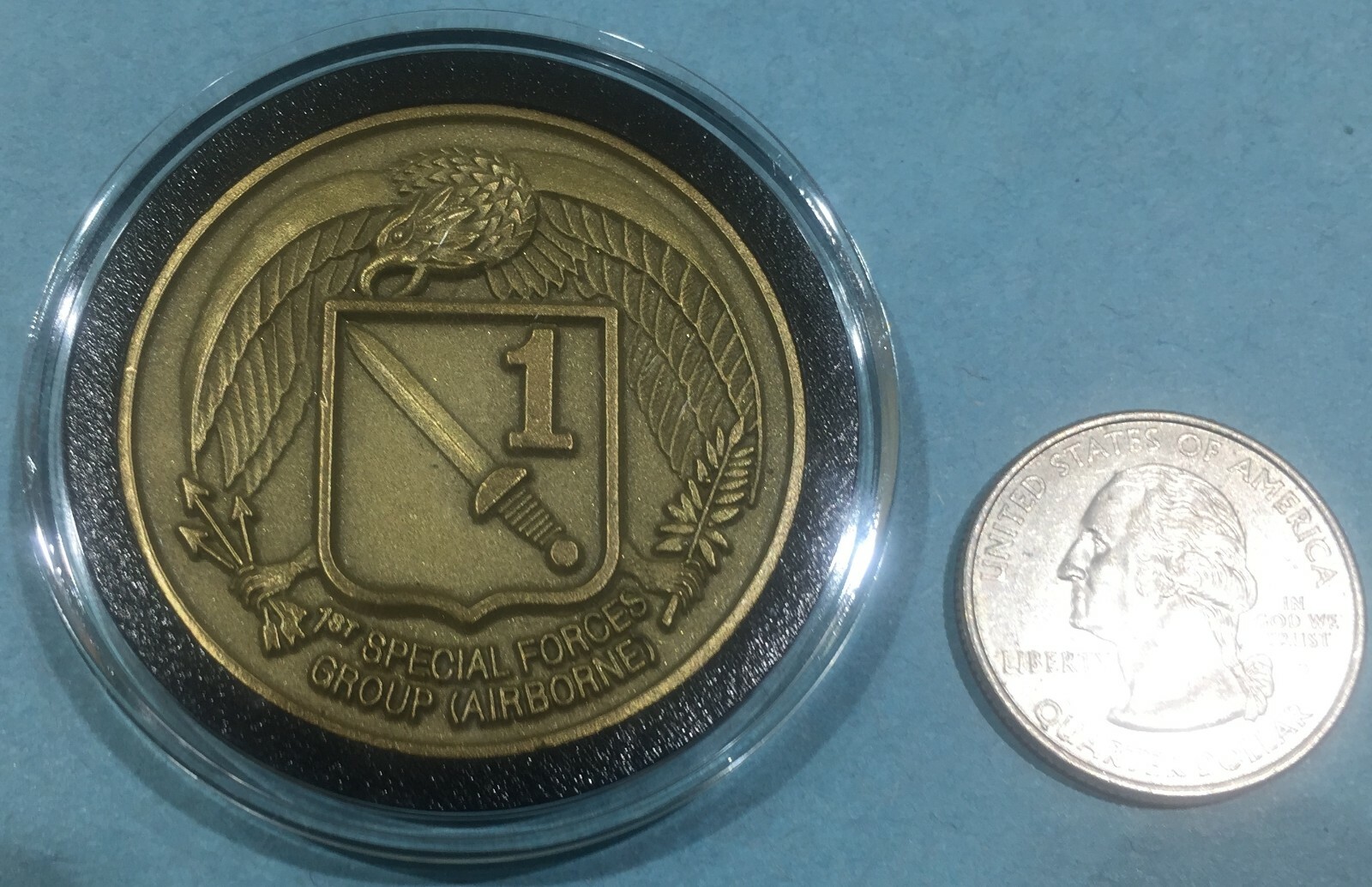1ST SPECIAL FORCES GROUP AIRBORNE CHALLENGE COIN - VINTAGE NAMED/PERSONALIZED