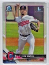 Nick Sandlin 2018 Bowman Chrome Draft 1st Bowman REFRACTOR RC #BDC-34 Indians
