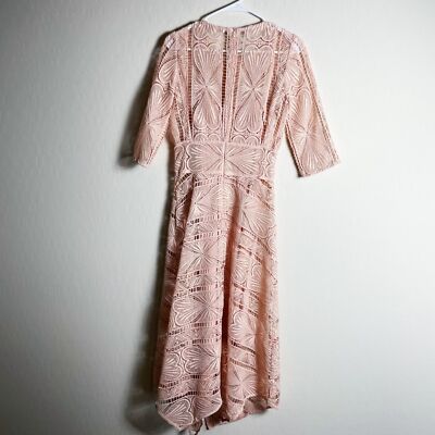 Maje Blush Pink Ripaz Lace Midi Dress | eBay