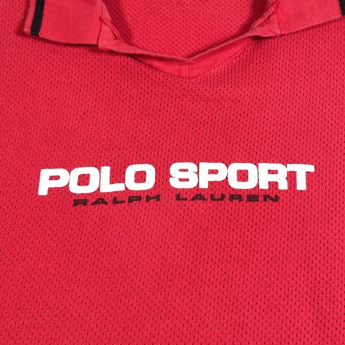 Vintage Polo Sport Ralph Lauren Herren Hemd Größe XL Rot Mesh Polo Spell Out Hergestellt in den USA - Bild 5 von 11