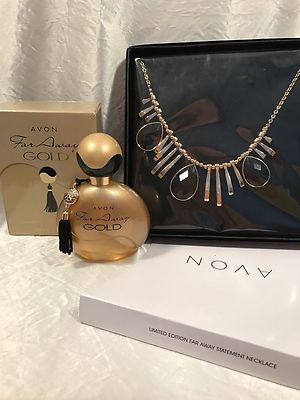 AVON Far Away Gold & Limited Ed.Statement Necklace -NEW IN BOX!!