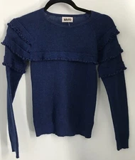 MOLO girls gila ink blue glitter sweater top w/ ruffles sz 9-10y