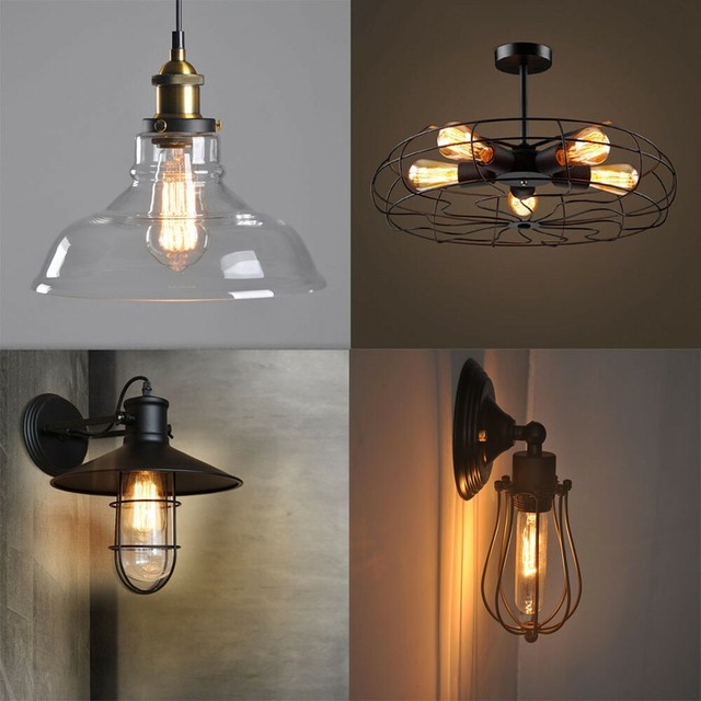 Vintage Industrial Loft Style Hanging Pendant Light Ceiling Glass Lamp Shade