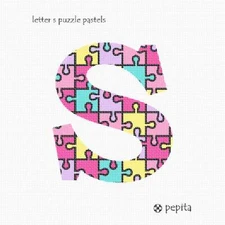 Letter S Puzzle Pastels Needlepoint Kit or Canvas