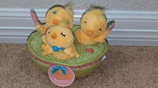Hallmark Chicks The Happy Easter Tweets Animated Music Singing Plush Basket 6.5"