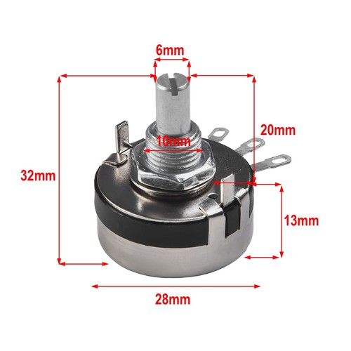 WTH118-2W 10K Ohm Rond Arbre Carbone Linéaire Variable Potentiomètre W