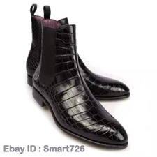 Western Men Chelsea Pull On Casual Shoes High Top Fashion Pointed Toe Ankle Boot