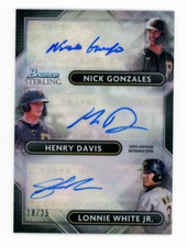 2022 Bowman Sterling Henry Davis Nick Gonzales Lonnie White Jr Triple Auto /25
