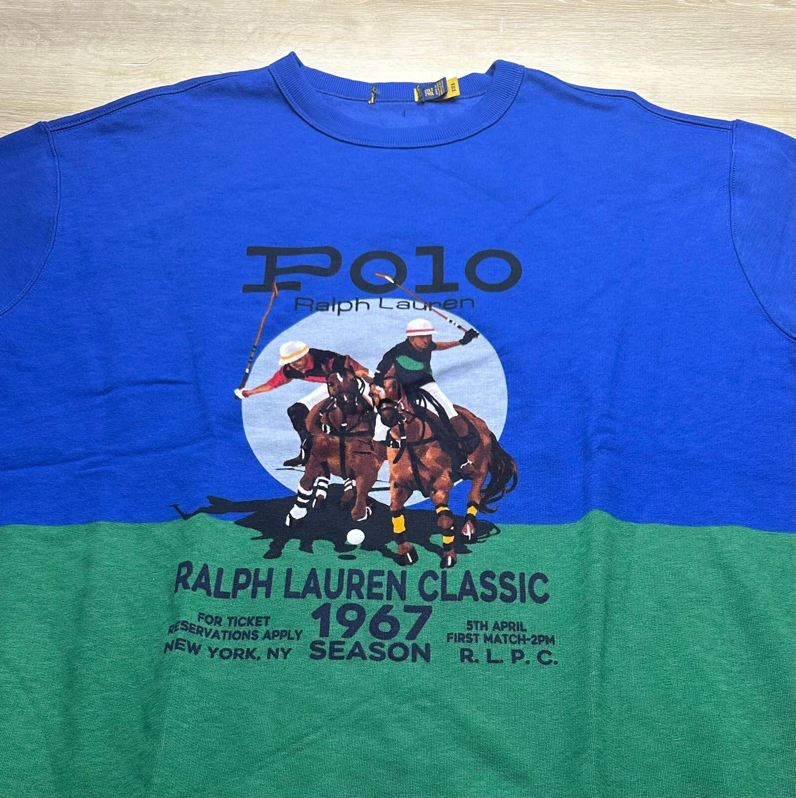POLO RALPH LAUREN B&T Mens Sweatshirt 2XLT Equestrian Fleece Pony Player Graphic image 2