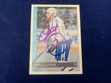Curtis Leschyshyn Nordiques Hand Signed 1992 O-PEE-CHEE Hockey Card #306 NM
