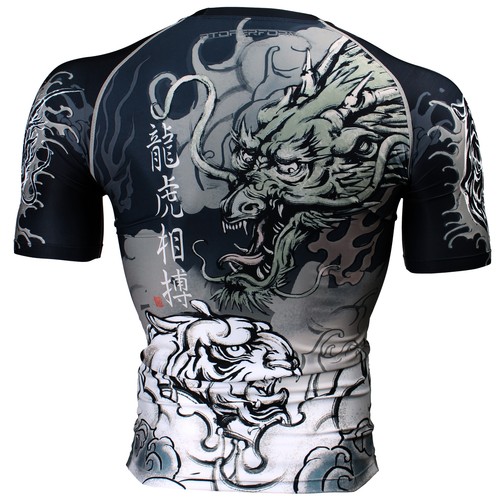 BTOPERFORM FX-336 DRAGON vs TIGER Skin Compression Base layer MMA Rash guard BJJ - Picture 2 of 6