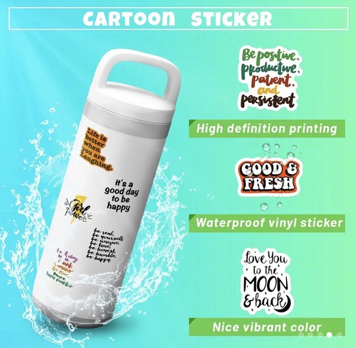 50Pcs Encouragement Phrases Happy Love Unique Real Positivity Vinyl Stickers - Picture 5 of 6