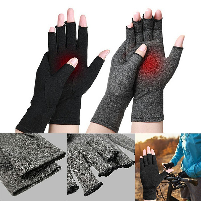 Fingerless Compression Gloves Men Womens Arthritis Pain Relief Warm