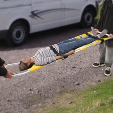Rectangular Yellow Foldable Stretcher, Portable Stretcher with Adjustable Length