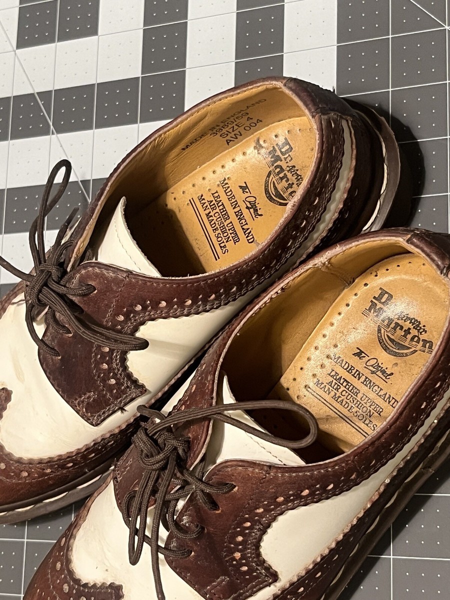 VTG Doc Dr Martens Brown White Wingtip Shoes 3989 Women's