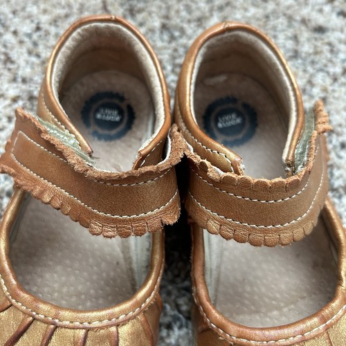 Livie and Luca Ruche Classic Mary Jane Tan Bronze Gold Leather Size 10 Girls - Picture 6 of 8