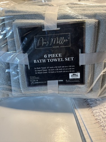 Ann Miller Home 6 Piece Bath Towel Set Grey - Picture 2 of 9