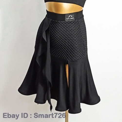 Black Striped Latin Dance Skirt Dancing Performance Women Tops Ballroom Dress - Picture 10 of 27