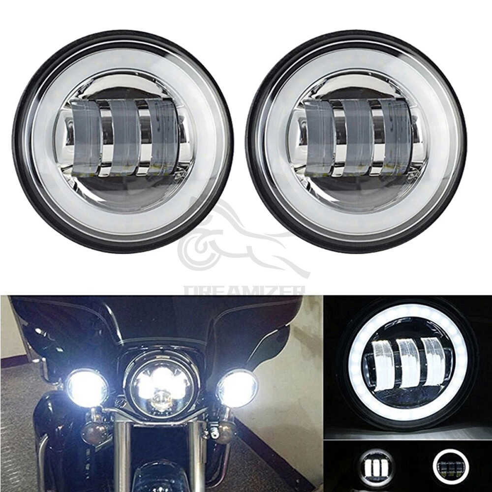 1 Pair 4.5" LED Spot Fog Passing Lights Lamp For Yamaha V star 1100 650 Classic
