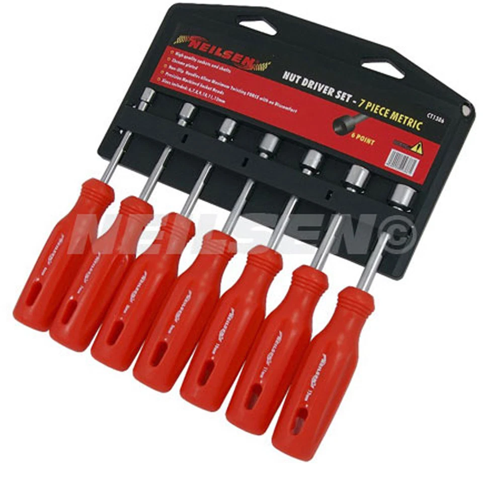 NEILSEN 7pc NUT DRIVER TOOL SET 6 7 8 9 10 11 12mm 6pt Metric Socket Spinner Screwdriver