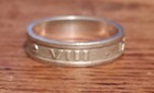 1956 Silver Band Style Ring with Roman Numerals 8 - 9 - 56 Size T ½ ?