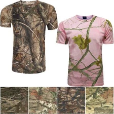 KIDS JUNGLE T-SHIRTS CAMOUFLAGE TREE PRINTED GIRLS BOYS COMBAT HUNTING ARMY TOPS
