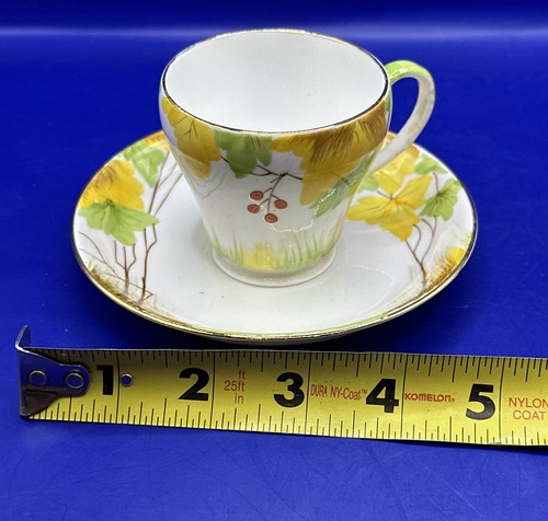 Taza de té y platillo Royal Grafton Demitasse hojas de otoño pintado a mano Inglaterra - Imagen 11 de 12