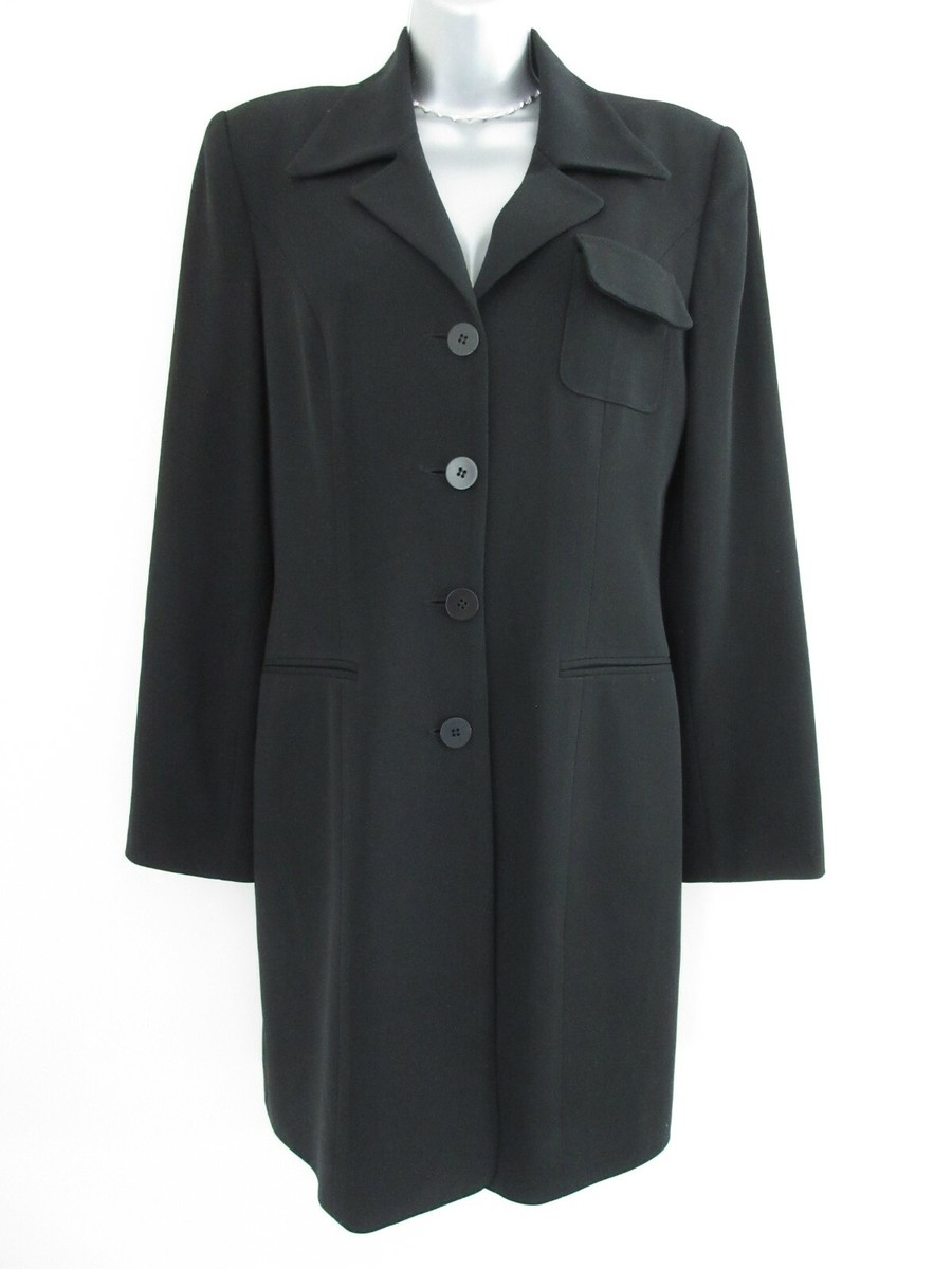 Italiana Suit Jacket Blazer Womens 10 Black Long Black Tapered SEXY Office  Siren