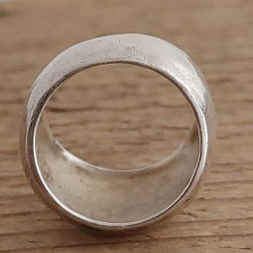 Sterling Silver Wide Band Ring Hammered Texture Chunky India 7.54 grams Size 8 - Picture 4 of 6