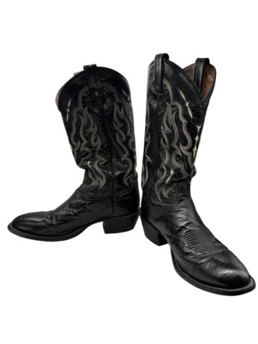 Tony Lama CT871 Mens Black Smooth Ostrich Round Toe Western Cowboy Size 9 D - Picture 2 of 18