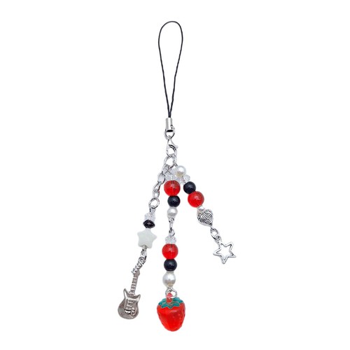 Strawberry String Beads Mobile Phone Lanyard Phone Straps Keychain Pendant Decor - 第 1/11 張圖片
