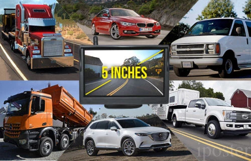 Wireless IR Backup Camera with 5" Monitor System for Trailer Pickup Truck Camper - Image 2 of 4