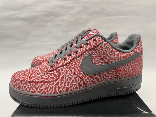 Nike Air Force 1 ID 444758 996 11 By You Red Cement Grey Elephant RARE DS AF1 - Picture 3 of 6