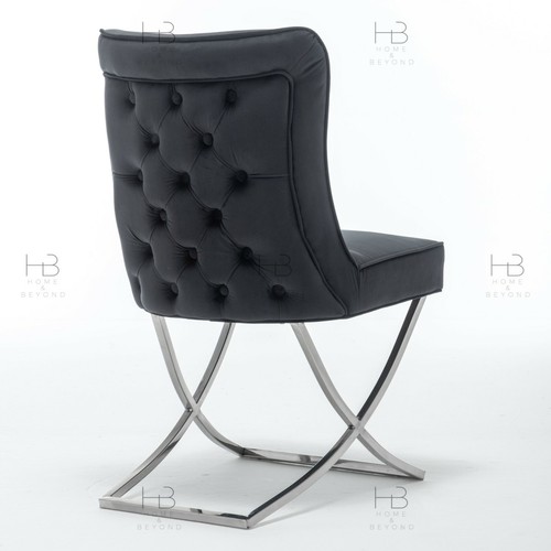 2024 Black 130CM Round Dining Table With Elegant Deep Buttoned Luxury Chairs - Picture 5 of 18