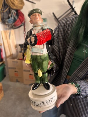 Vintage Drunken Scotsman with Accordion Rotating Musical Decanter