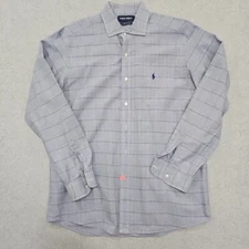 Ralph Lauren POLO GOLF Shirt Men's Size L Westerton Blue Plaid Long Sleeve