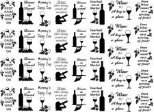 Wine Me 23 pcs 1 Inch Black Fused Glass Decals