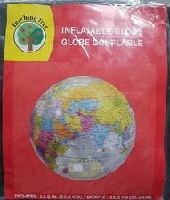 Inflatable Globe Transparent Colorful World Map Earth Educational Geography Toy
