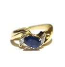 14k yellow gold .30ct SI1 H diamond sapphire gemstone ring 4.1g ladies 5.5 — photo 2