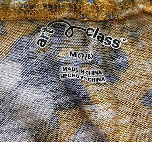 Art Class Girls Boat Neck Draped Yellow Floral Size Medium 7/8 Rayon Top Shirt - Picture 7 of 7