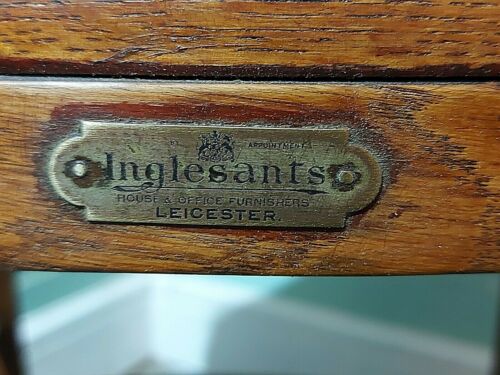 ANTIQUE OAK OFFICE CHAIR c1920 BY INGLESANTS of LEICS ELBOW CHAIR INTERWAR CHAIR - Picture 6 of 8