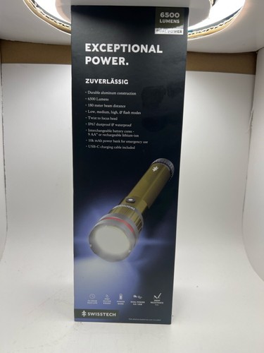 Swiss Tech Zuverlassig 6500 Lumens Dual Power Flashlight & Power Ban (TDW038191) - Picture 2 of 4