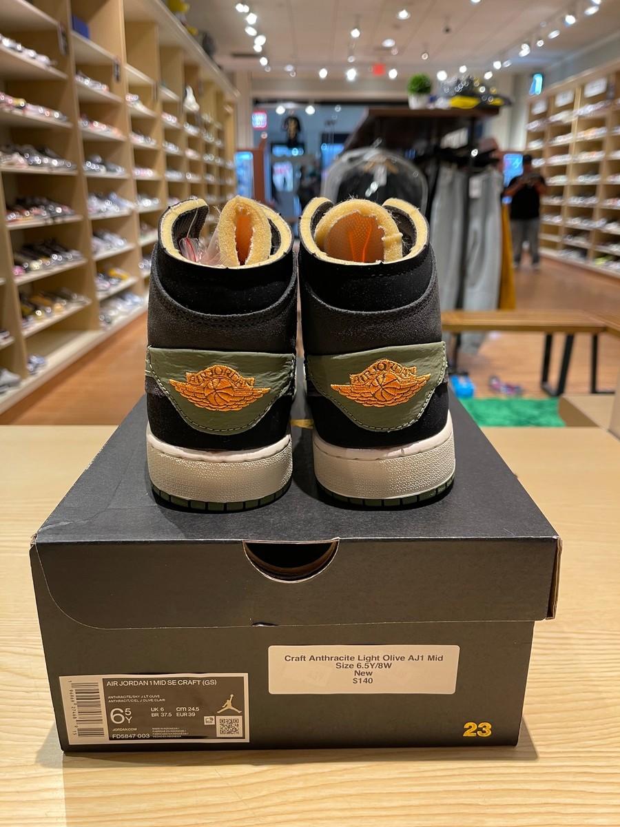 Size 6.5Y - Jordan 1 Mid SE Craft Anthracite Light Olive