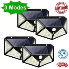 4PCs 100 LED Solar Powered PIR Motion Sensor Outdoor Light Wall Light Waterproof