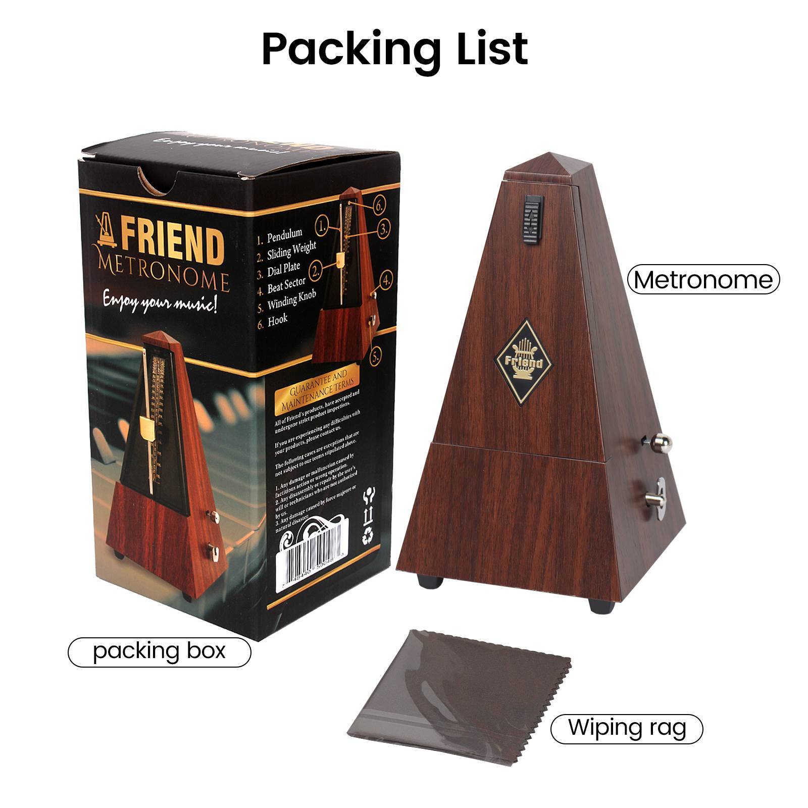 Vintage Mechanical Metronome Music Timer Copper Tempo Piano Guitar