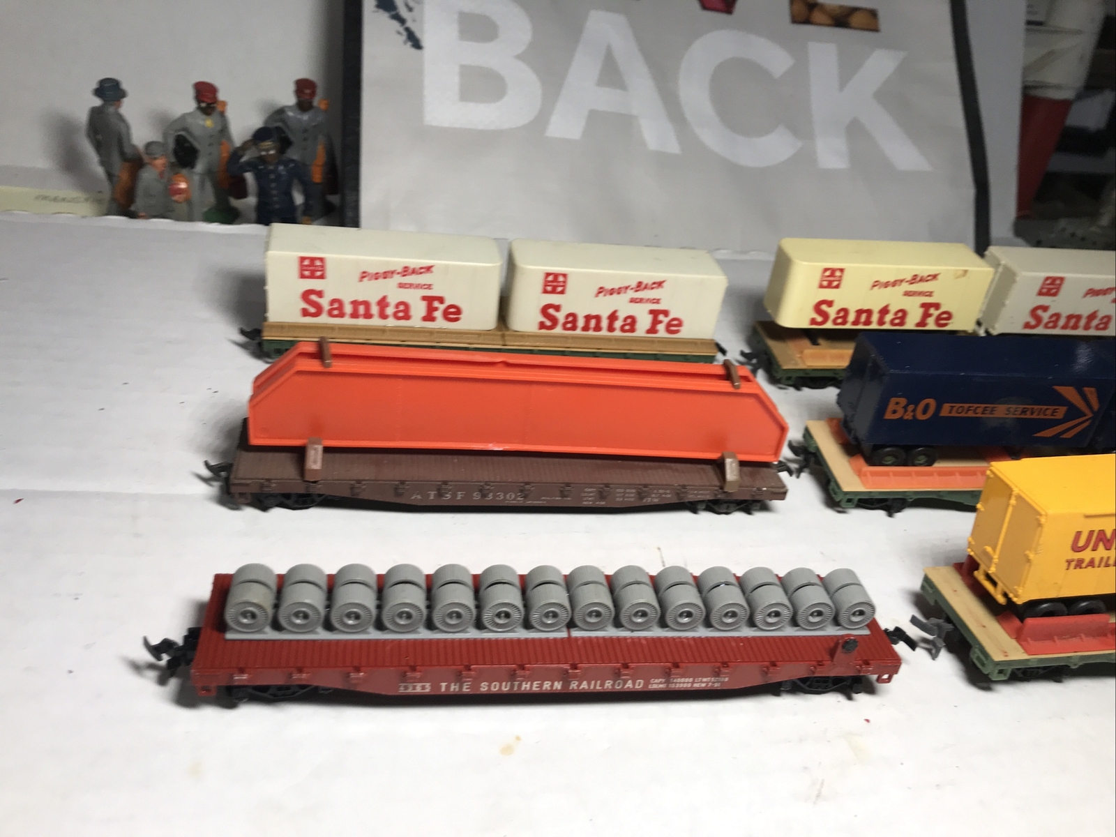 HO Scale Train Flat Car W/Cable Reel LoadSouthern AT&SF VINTAGE TYCO