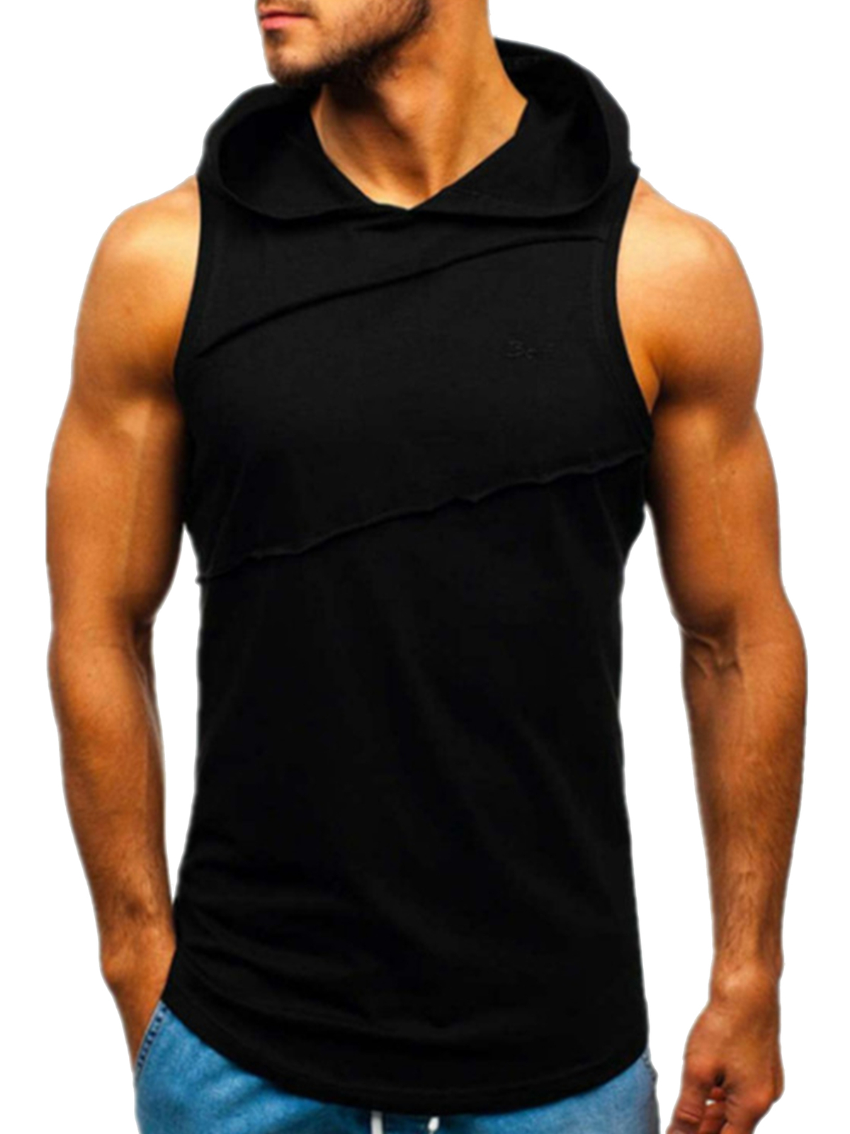 Men's Hooded Tank Tops Gym Workout Tank Top Muscle Tshirt Sport
